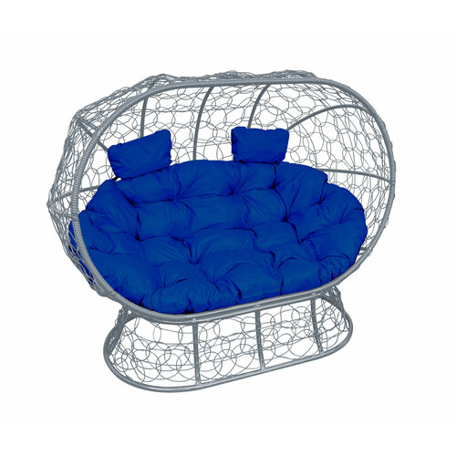Диван M-group лежебока на подставке с ротангом серый синяя подушка 28050₽