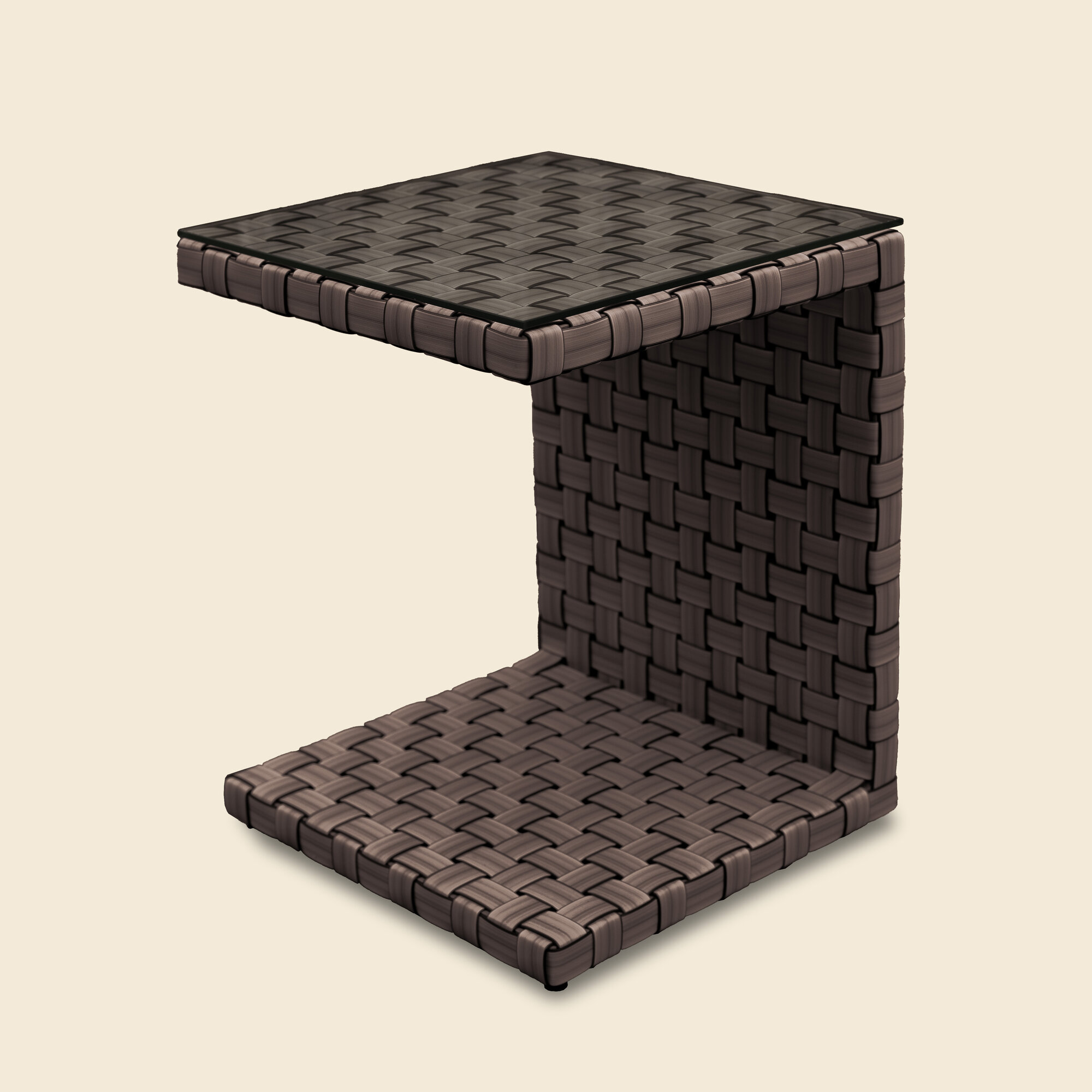 Стол приставной к шезлонгу STILO плетеный из ротанга, 40х40х50 см, шоколад