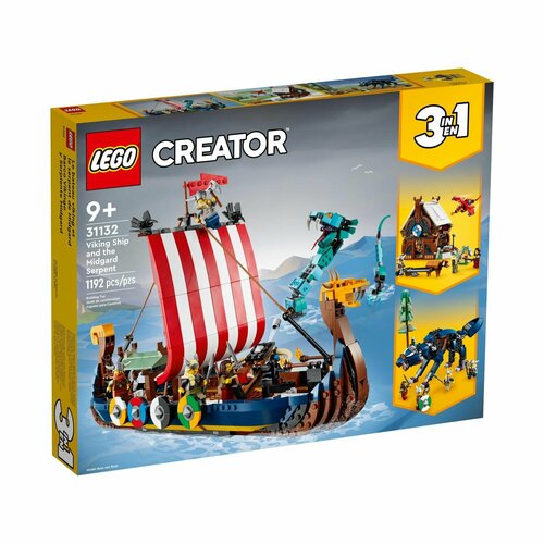 lego creator 31132 корабль викингов и змея мидгард разноцветный Конструктор LEGO Creator Viking Ship and the Midgard Serpent 31132