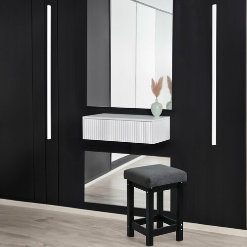 Дизайнерский туалетный столик подвесной, консольный столик белый с 2-мя выдвижными ящиками