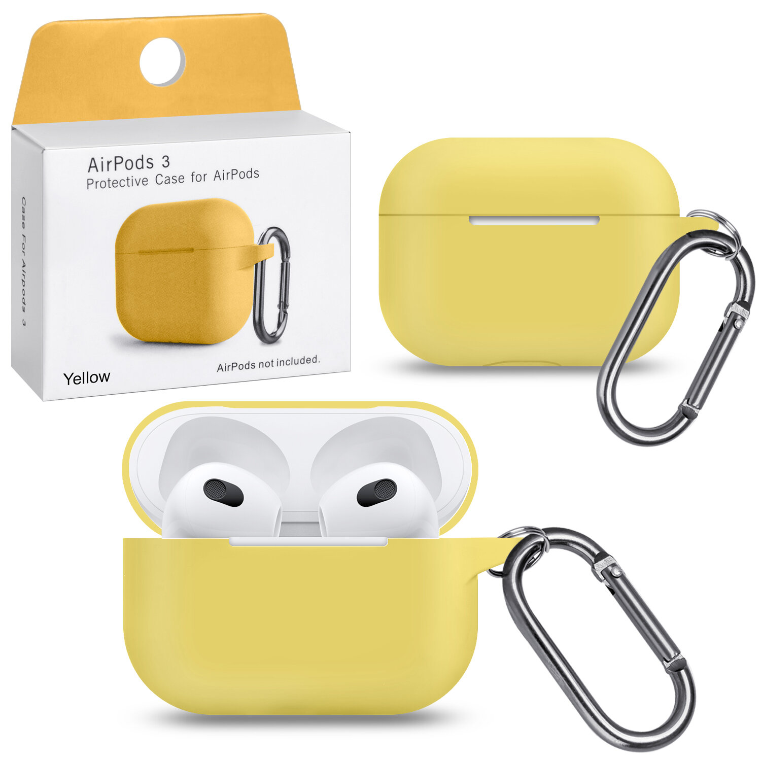 Чехол для наушников / Чехол для Airpods 3 Yellow с карабином #12