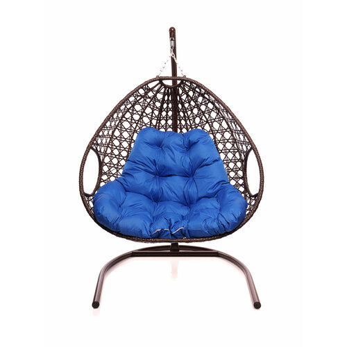 Подвесное кресло M-group для двоих люкс с ротангом коричневое синяя подушка подвесное кресло m group круглый люкс коричневое розовая подушка