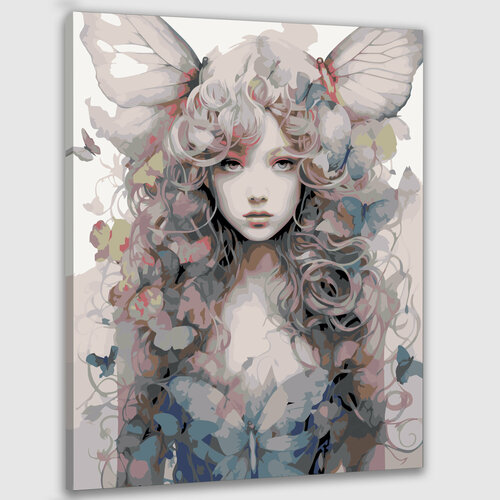 Картина по номерам 50х40 Девушка крылья бабочки картина по номерам крылья бабочки ч б вариант 40x60 см