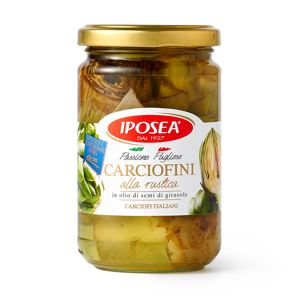 Артишоки Iposea "alla rustica", в масле, в стеклянной банке, 290 г