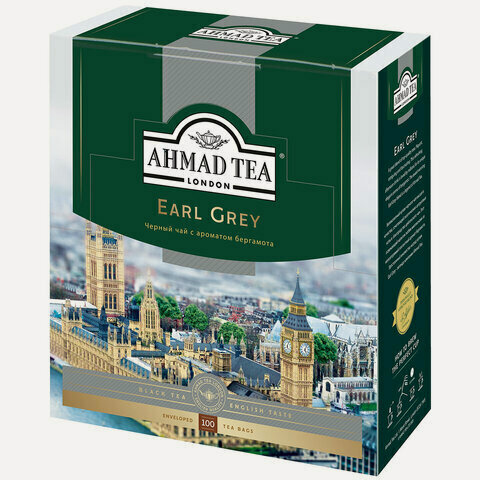 Изображение товара Чай AHMAD "Earl Grey" черный с ароматом бергамота,100 пакетиков в конвертах по 2 г, 595i-08