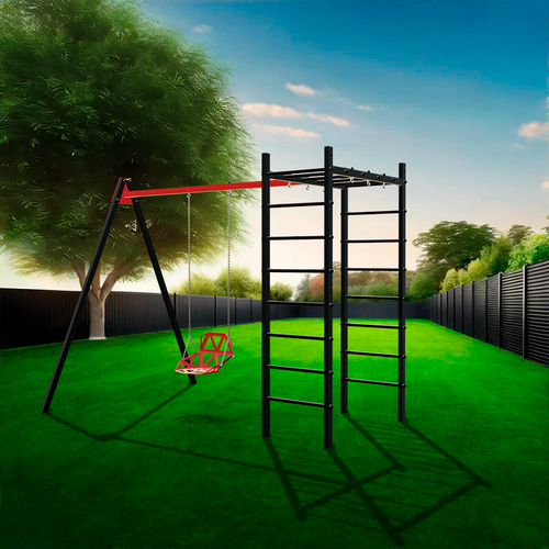 Уличный спортивно-игровой комплекс Sv Sport У3005 (ступени Чёрные / Подвесы для качелей на подшипниках 1 комп.)