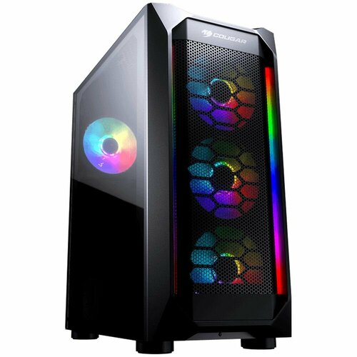 Cougar Cougar MX410 Mesh-G RGB, 4x 120mm ARGB fan + HUB, без БП, боковое окно, чёрный, ATX darkflash a290 atx 3 argb fan