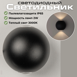 Настенный светодиодный светильник черный Сфера