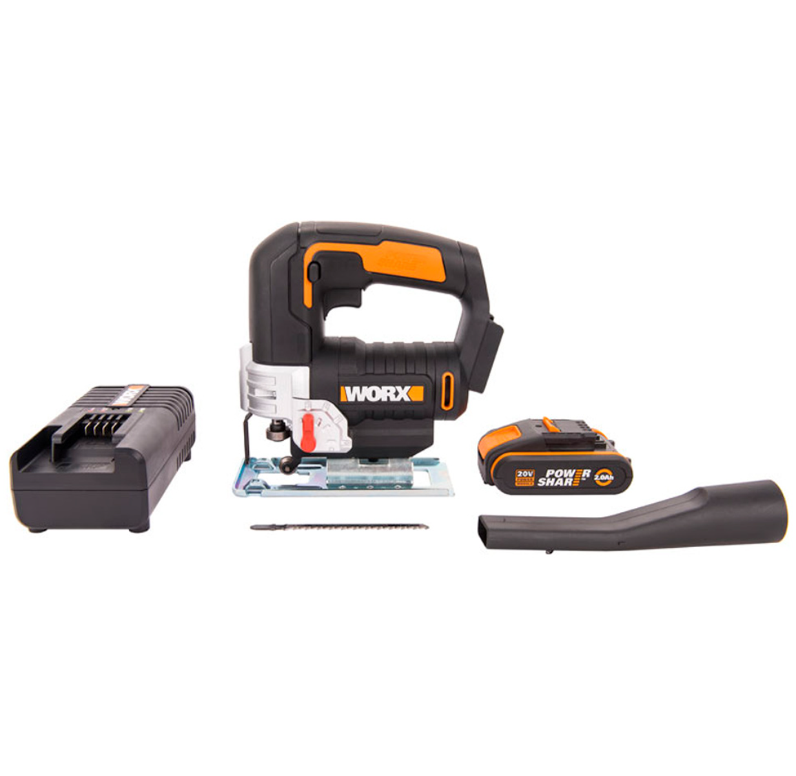 Аккумуляторный электролобзик Worx WX543 2.0Ач х1 кейс 20 Вт черный