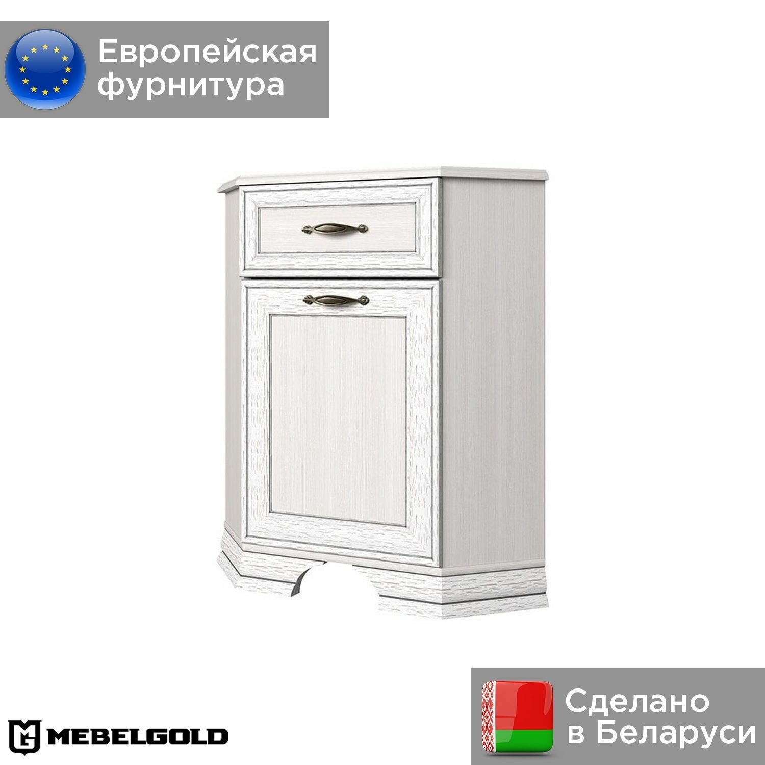 фото Мальпенса Комод для гостиной, тумба под телевизор, в спальню, детскую, прихожую, с ящиками, Тиффани 1D1SU вудлайн кремовый МебельГолд