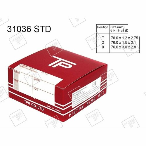 IPSAIP_31036 STD Кольца поршневые (комплект) STD TOYOTA CAMI, TERIOS J100 HCEJ 99-