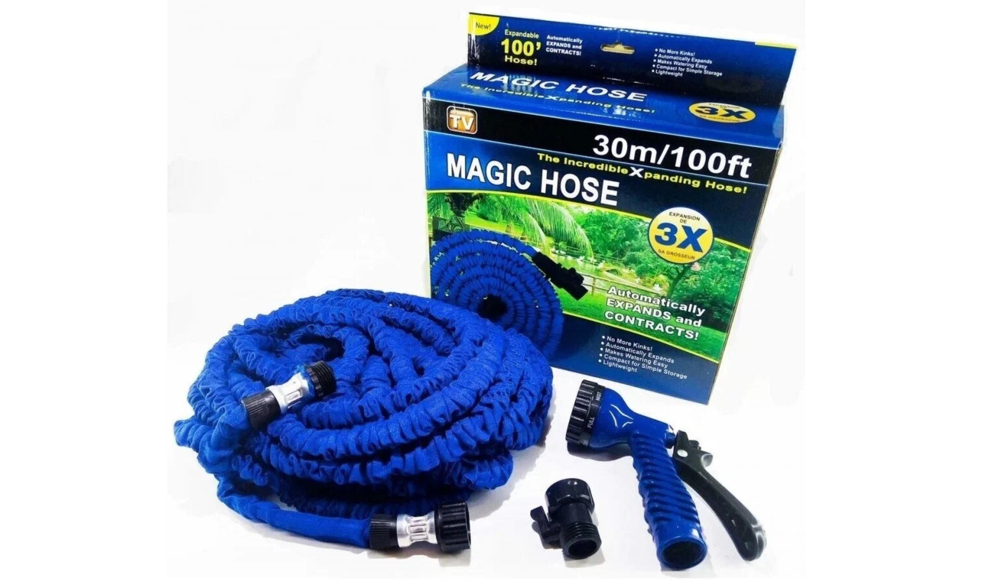 фото Комплект для полива XHOSE Magic Hose (с распылителем), 3/4" (19 мм), 30 м, синий