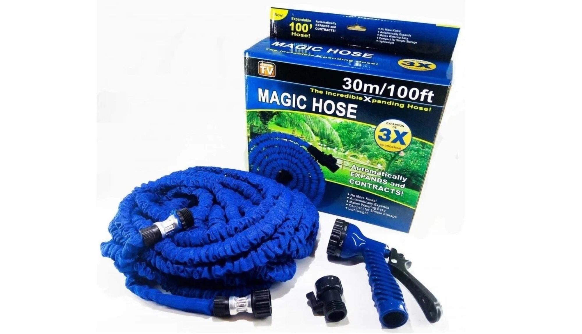 Комплект для полива XHOSE Magic Hose (с распылителем), 3/4" (19 мм), 30 м, синий