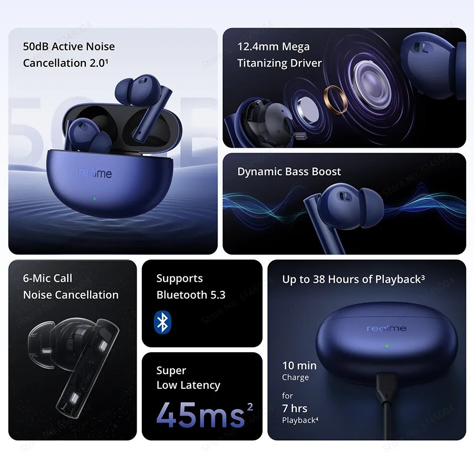 Беспроводные наушники Realme Buds Air 5, Global VersionBlue — фото 1