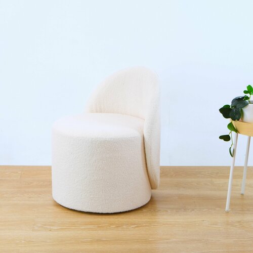 Пуфик круглый со спинкой в прихожую спальню экомех белый