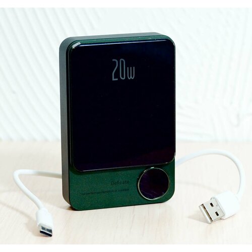 Беспроводная зарядка Magnet Wireless Power Bank Q9 20W 10000mAh для Apple iPhone Портативный внешний повербанк MagSafe на Эпл Айфон Зеленый 2698₽