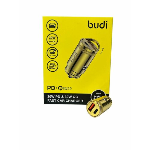 Автомобильное зарядное устройство Budi с быстрой зарядкой Quick Charge и мощностью 30 Вт