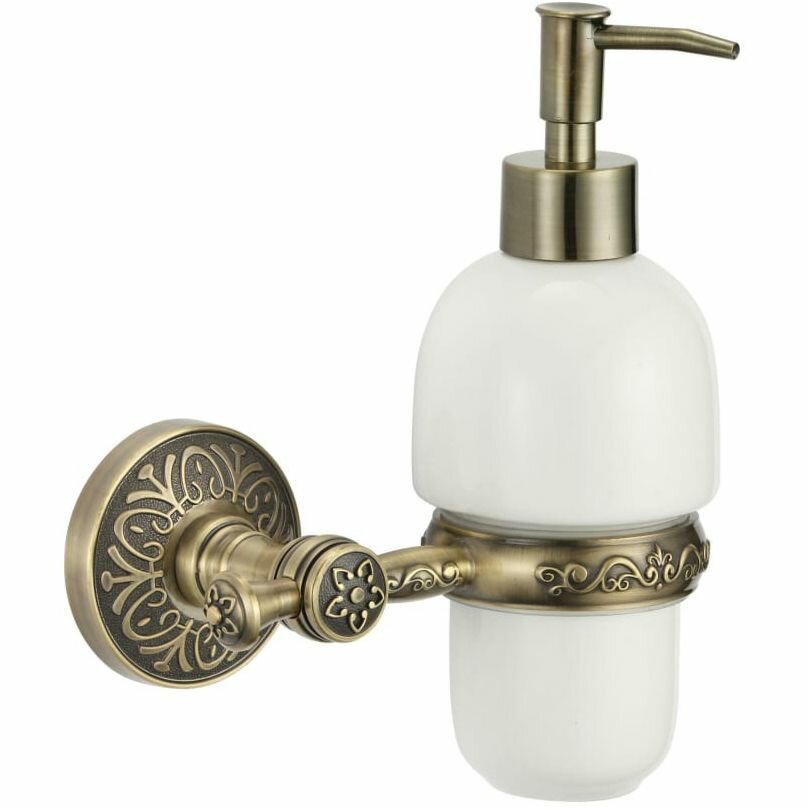 Дозатор для жидкого мыла Savol бронзовый настенный держатель латунь стекло 200х101 мм