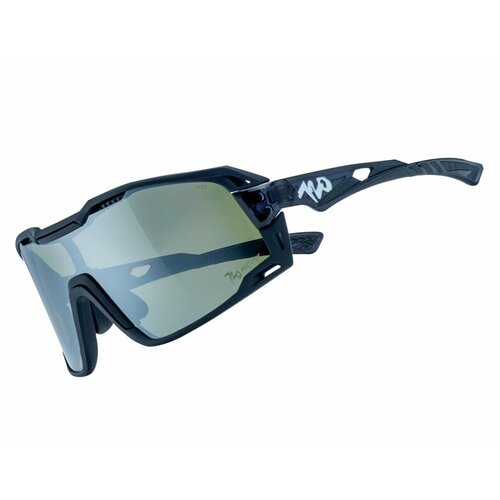 Солнцезащитные очки 720armour 720armour Flash / Matte Black frame / Shiny Crystal Black Temple / HC Green Mirror Silver / Cylinder Lens, черный