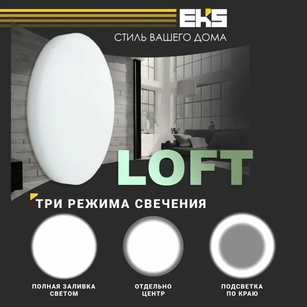 фото Встраиваемый светильник EKS LOFT круг LED панель 15W 4200K нейтральный белый свет