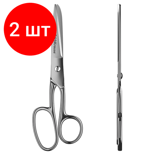 Комплект 2 шт Ножницы ERICH KRAUSE Ferro 180 мм серебристые в картонной упаковке с европодвесом 14852 2594₽