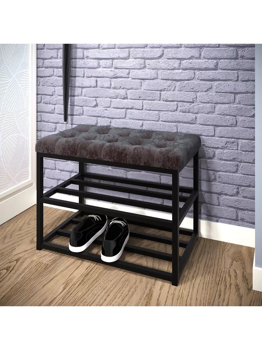 фото Обувница металлическая с мягким сиденьем лофт loft