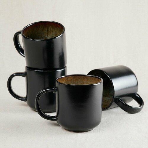 Набор кружек, керамические чашки для чая и кофе, большие кружки 400 мл. 4шт. MIXOM