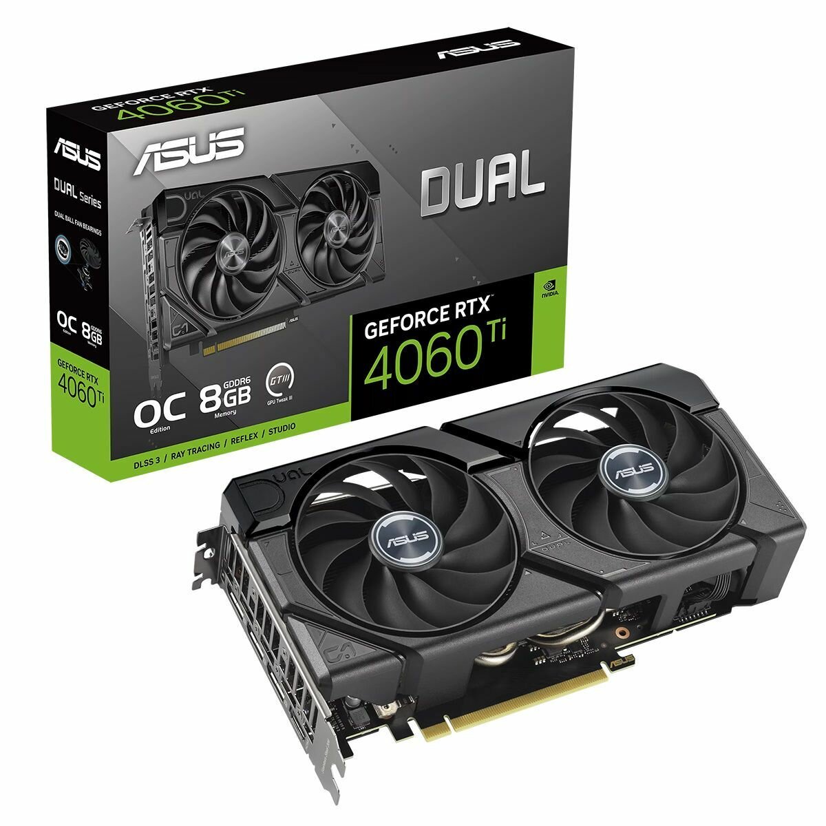 Видеокарта ASUS DUAL-RTX4060TI-O8G-EVO/RTX4060TI, HDMI, DP*3,8G, D6 (90YV0J49-M0NA00)