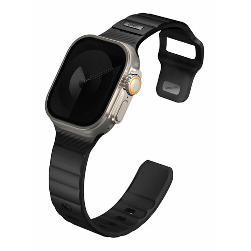 Uniq для Apple Watch 49/45/44/42 mm ремешок STRIDE FKM Rubber Black черный, black, размер XL (запястье 180–200 мм), L (запястье 160–180 мм), М (запястье 150–160 мм)