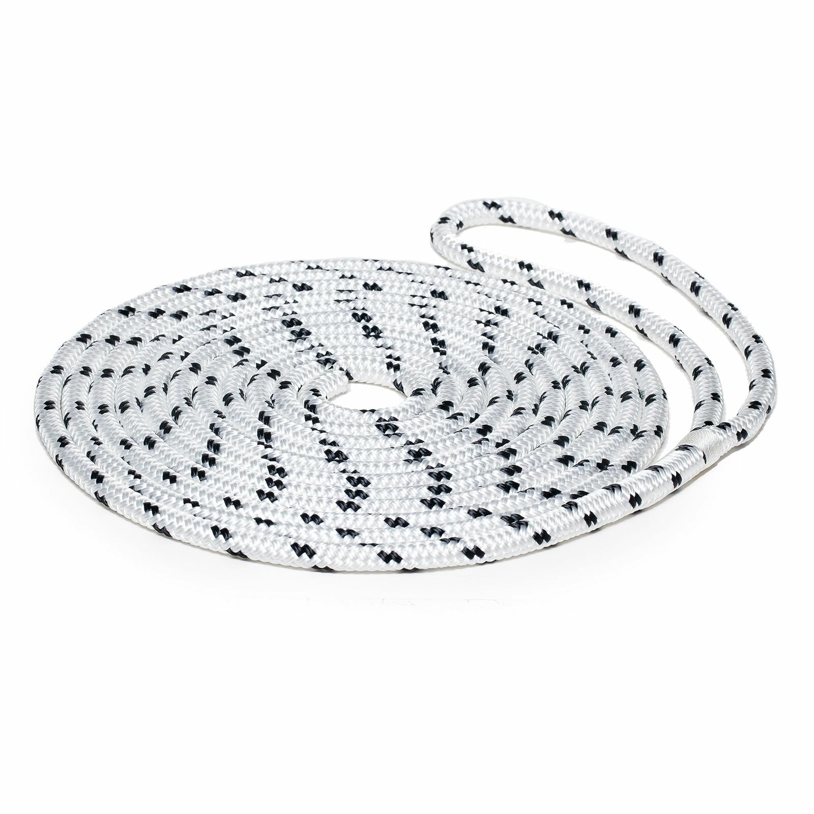 Канат крученый швартовый с огоном 12,0 мм, бело-черный, тест 2200 кг, 6 м, евромоток