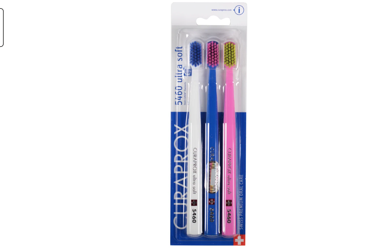 Зубная щетка Curaprox CS 5460 Ultra Soft, белый/синий/розовый, 3 шт, диаметр щетинок 0.1 мм