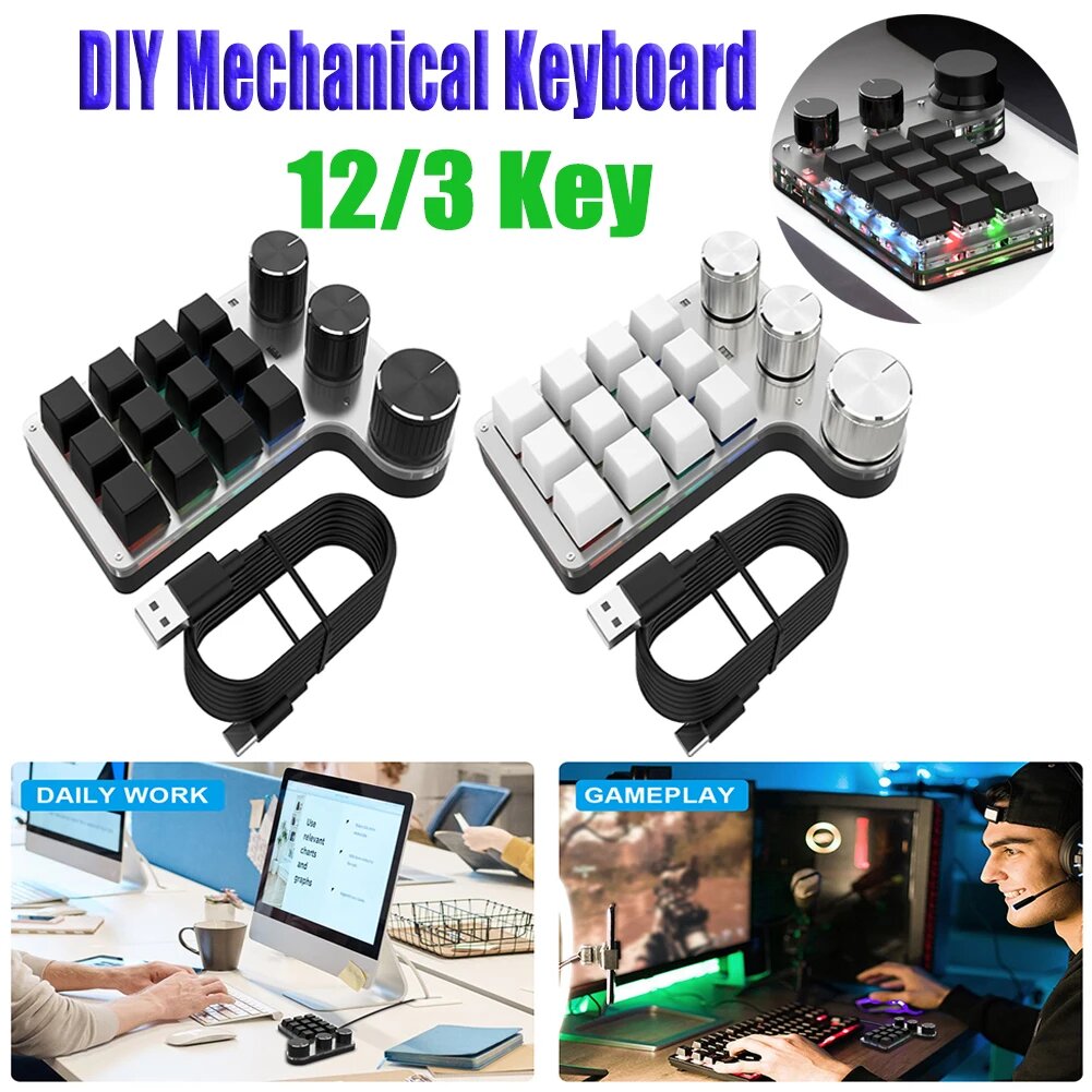 Программируемая механическая клавиатура RGB 12/3 клавиш 7 цветов — фото 1