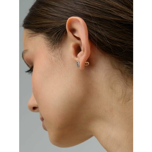 Серьги пусеты Zlato, красное золото, 585 проба, топаз, фианит, размер 7 мм, длина 1.5 см, , золотой