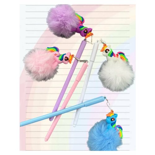 Ручки синий и брелока-фигурки единогор 4 штук 460₽