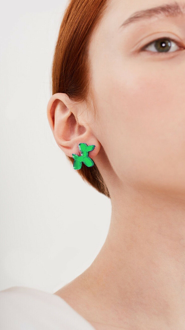 Серьги пусеты MONOLAMA, зелeный — фото 1