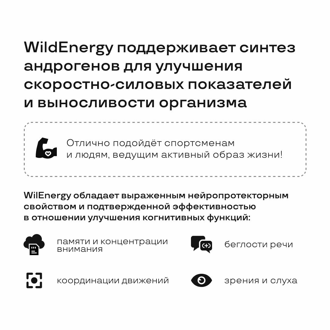 Изображение Комплексный адаптоген и биостимулятор WildEnergy PreventEra, стимуляция синтеза белка, повышение иммунитета, увеличение энергии и улучшение когнитивных функций, 30 капсул