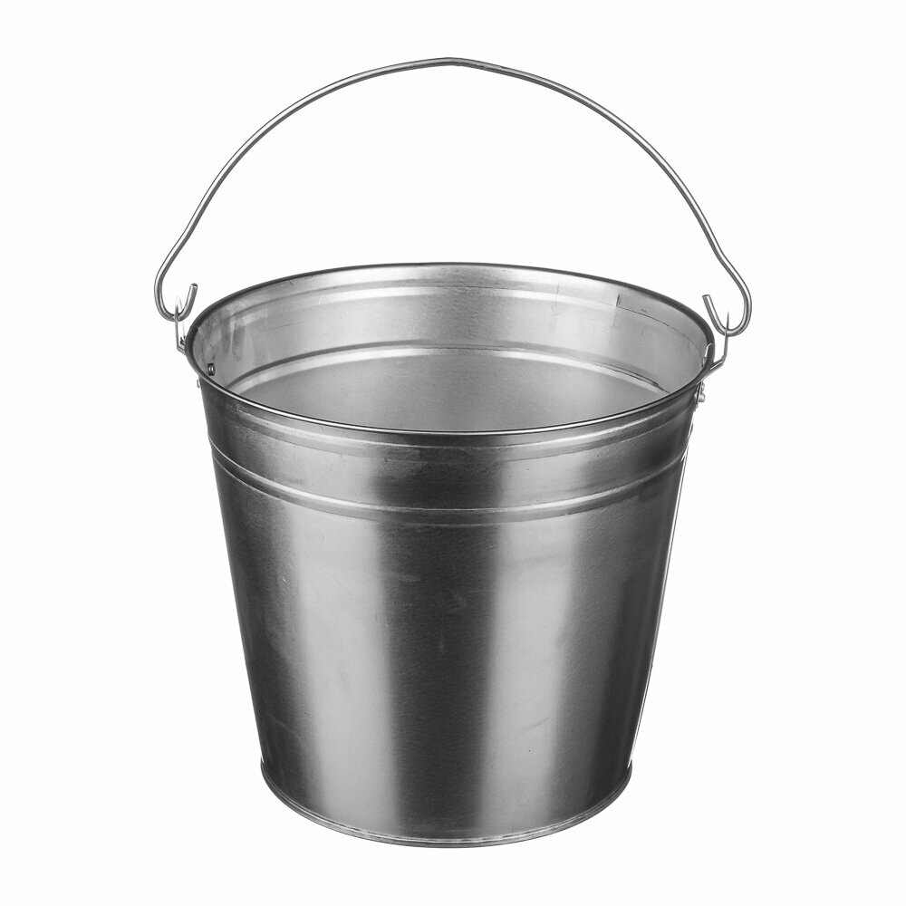 Ведро оцинкованное 12 литров 0,4 Россия из стали с ручкой серебристое — фото 1