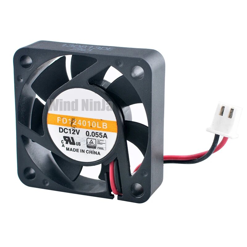 FD124010LB Охлаждающий вентилятор с двумя шарикоподшипниками 4 см х 40 мм 0055 А 12 В постоянного тока 2-контактный источник питания для микроустройств 40x40x10 мм Фиксированных цветов Черный