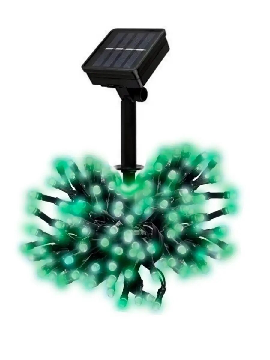 Гирлянда нить на солнечной батарее SH Lights DL-1003 100 светодиодов 10 м контроллер 8 режимов зеленый