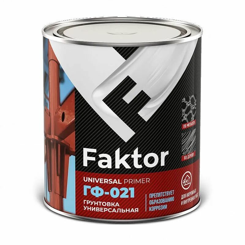FAKTOR ГФ-021 Грунтовка универсальная алкидная серый (08кг)