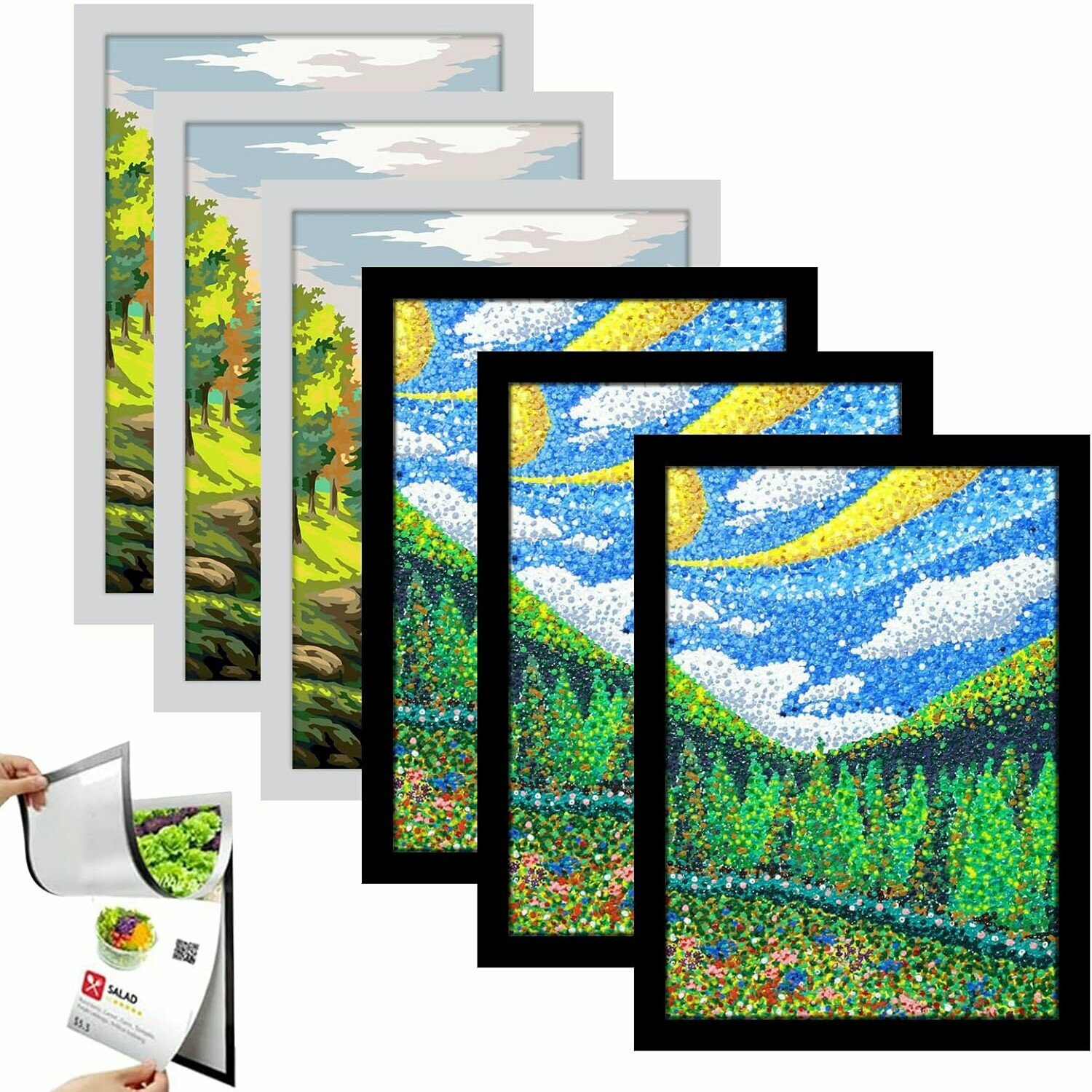 6 Самоклеящихся и магнитных рамок для фотографий формата А4, магнитных информационных рамок, окон, стен, дверных шкафов