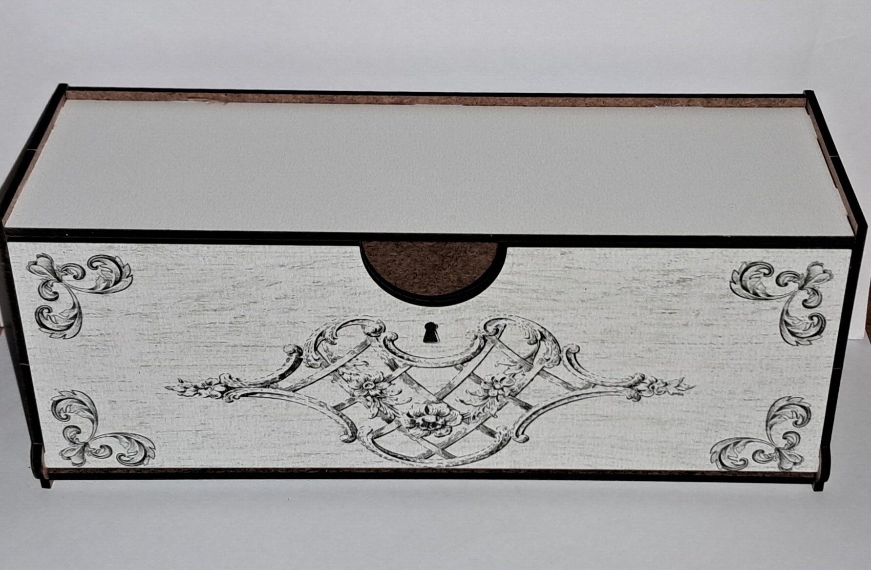 Шкатулка дерево лхдв, 3 отделения, 23.5 x 8.5 x 9.5 см, белая