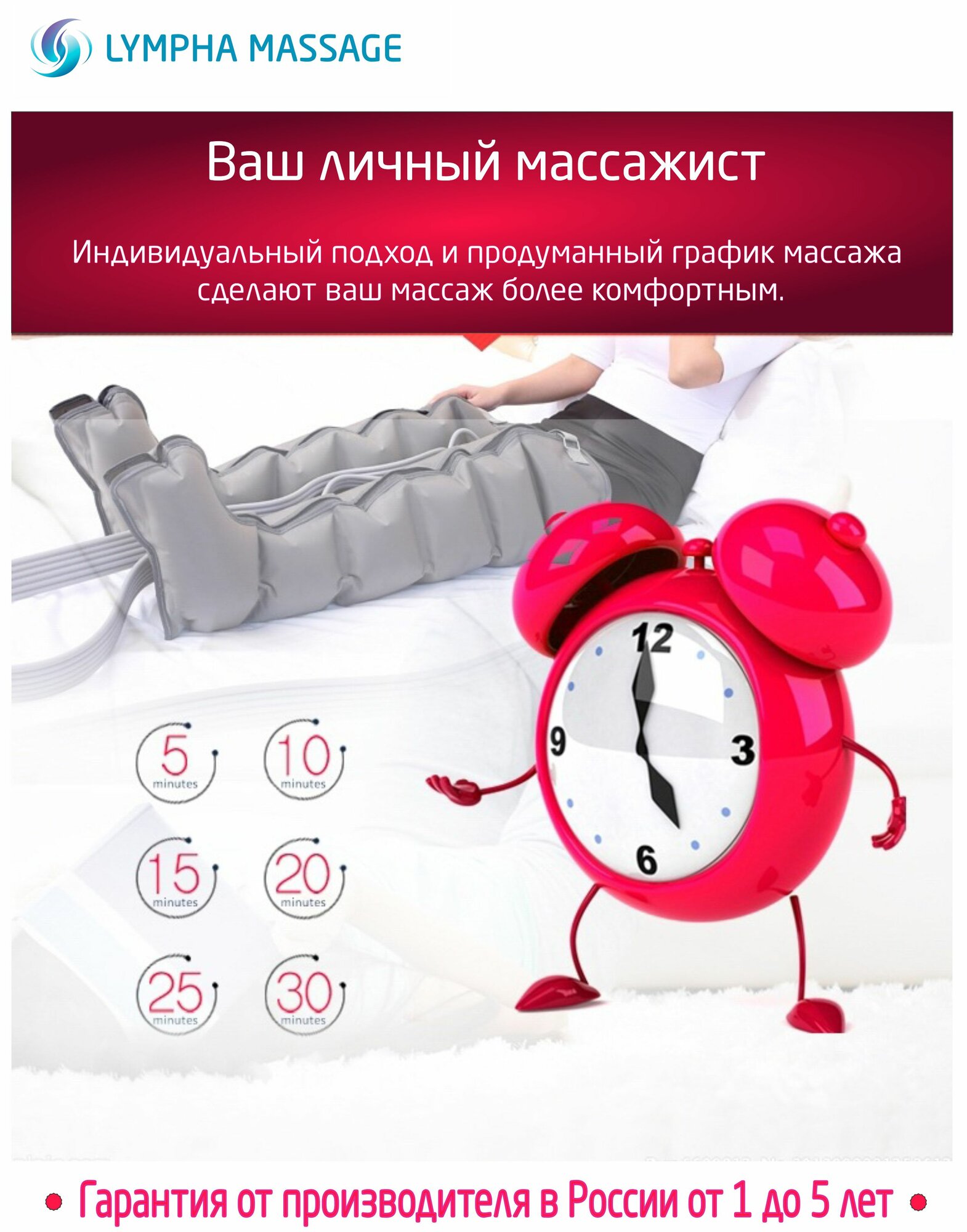 Компрессионный лимфодренажный массажер для ног Lympha Massage-4000ML Израиль