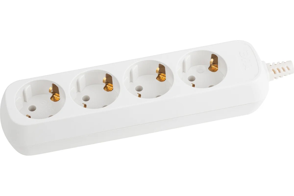 Колодка для удлинителя с зазeмлением 4 гнезда, 16 А, 3500 Вт, 3x1,5мм2 — фото 1