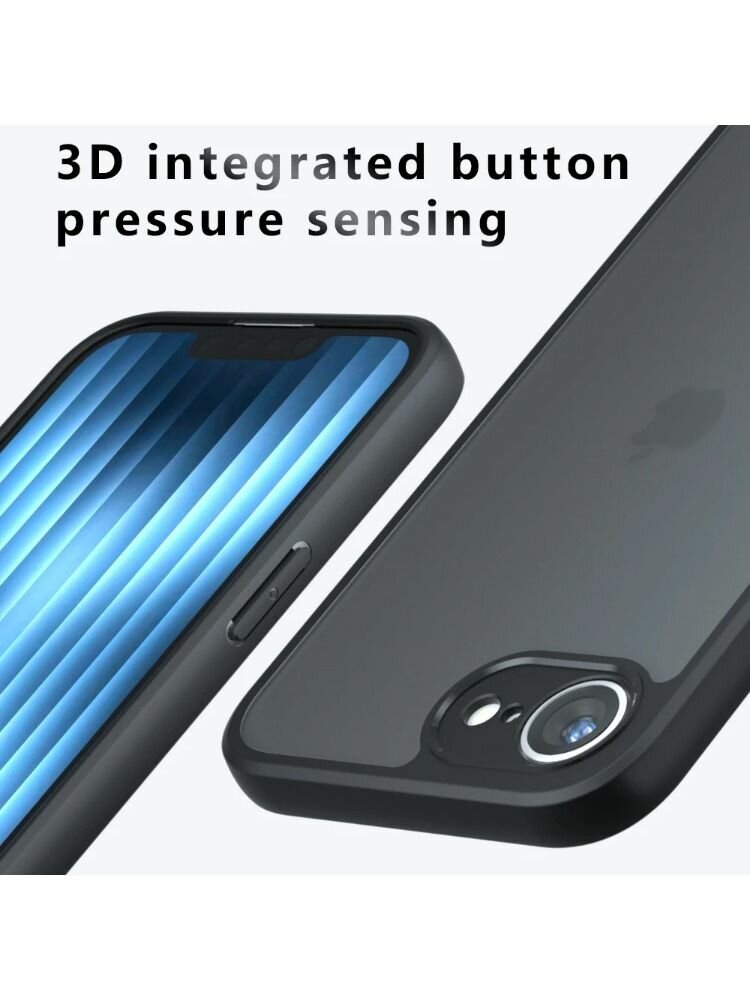 Защита мягкая TPU + PC прозрачная матовая задняя крышка для iPhone 16E противоударный чехол для телефона — фото 1
