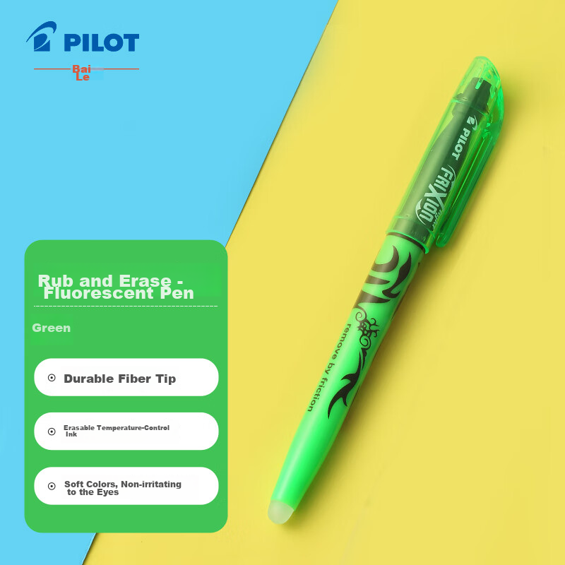 PILOT Erasable Highlighter Natural Color Series Color Frixion Marker Highlighting Pen SW-FL Slanted Tip Green Single Pen