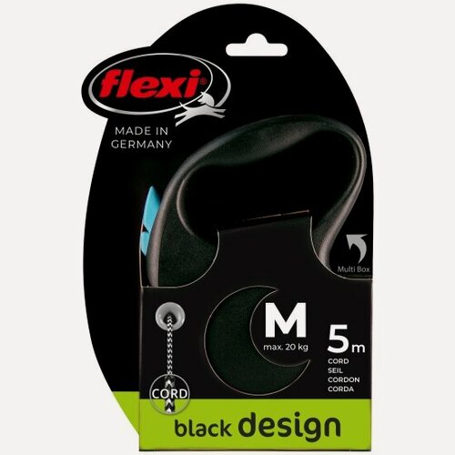 Изображение товара Поводок-рулетка Flexi Design cord M, 5 м, 20 кг, синий