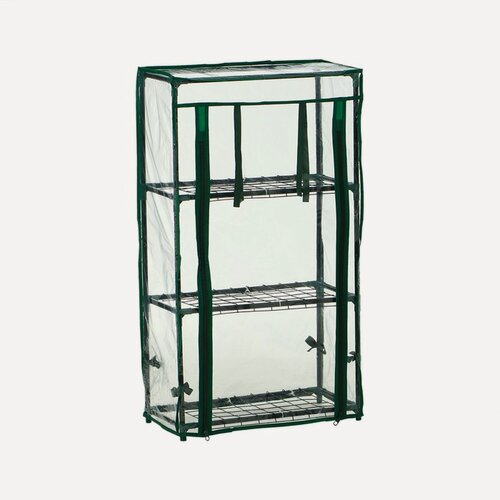 Изображение товара Парник-стеллаж, 3 полки, 80 × 24 × 46 см, металлический каркас d = 12 мм, чехол плёнка 80 мкм, Greengo