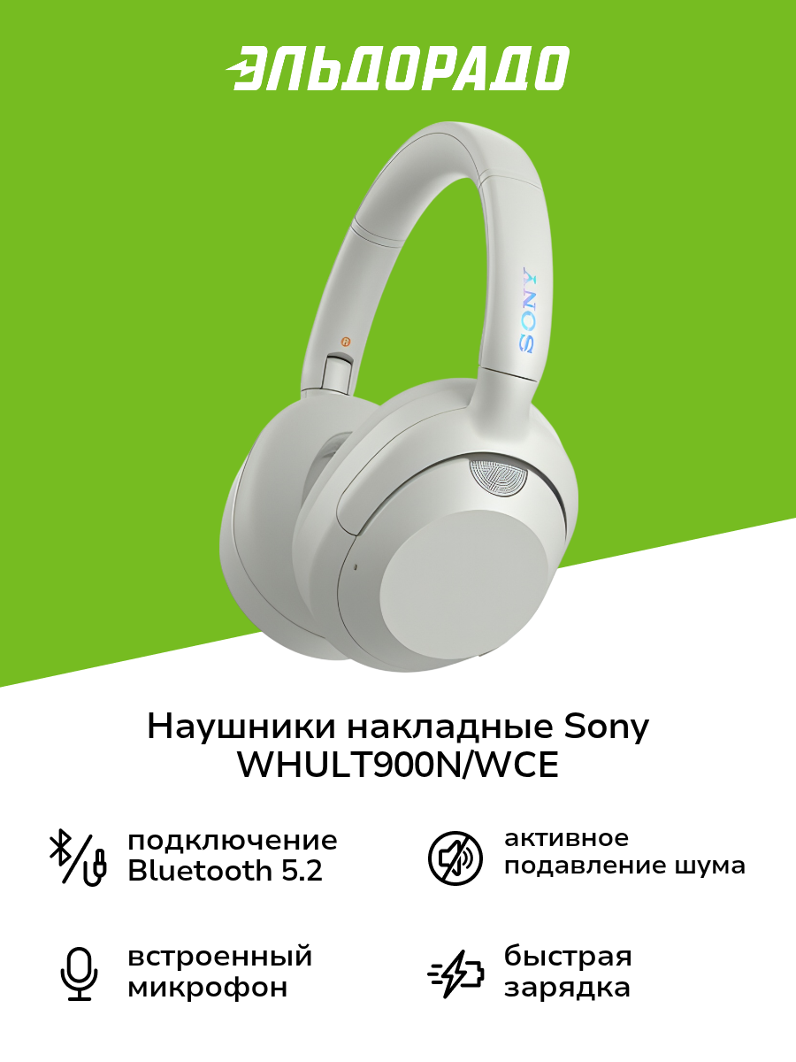 Наушники накладные Bluetooth Sony WHULT900N/WCE белые