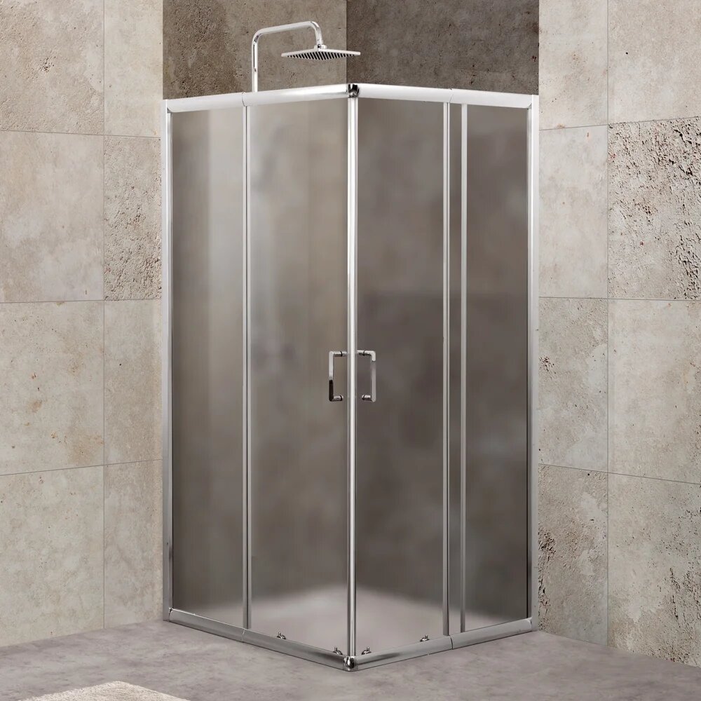 Душевой уголок BelBagno Unique A-2-85/100-P-Cr без поддона стеклянный 100x100 с рифленым стеклом квадратный раздвижной